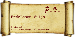 Prácser Vilja névjegykártya